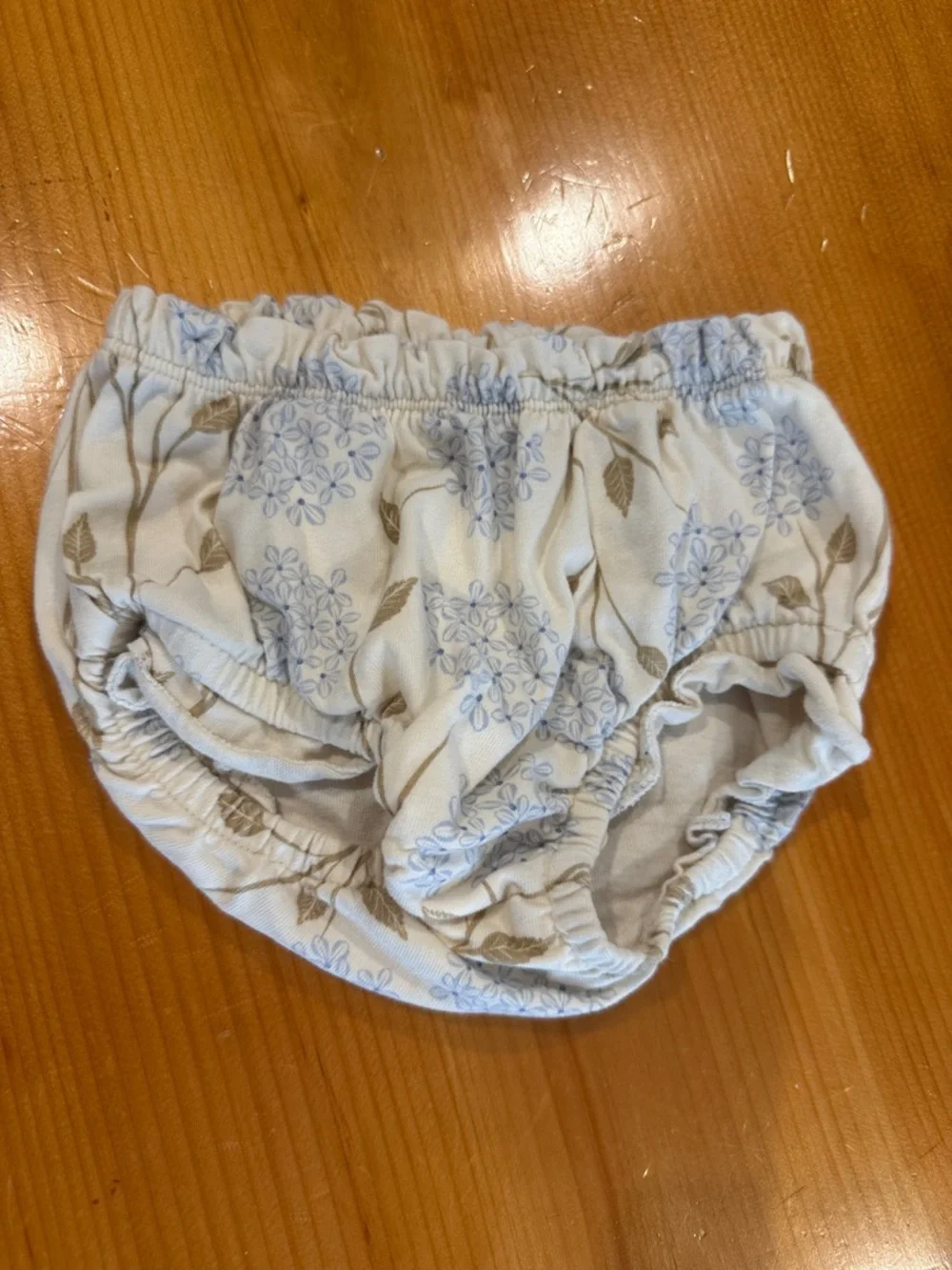 Floral Ruched Diaper Cover in Light Blue & Cream